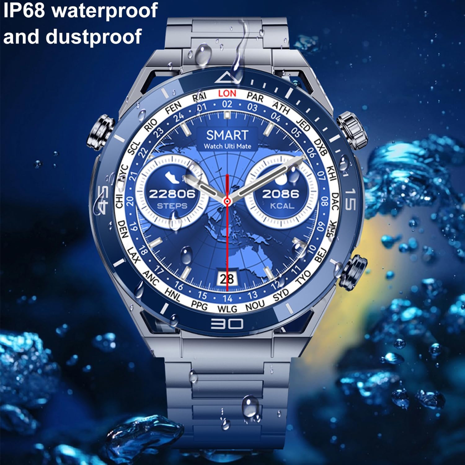 Smart Watch DT Ultra Mate 1.5-inch AMOLED Qibla Kaaba Direction Smartwatch Sports Fitness Pedometer Sleep Tracker Compatible with Android & iOS Men Hands-Free Calls (Silver Blue) Smart Watch DT Ultra Mate 1.5-inch AMOLED Qibla Kaaba Direction Smartwatch Sports Fitness Pedometer Sleep Tracker Compatible with Android & iOS Men Hands-Free Calls (Silver Blue)
